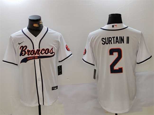 Men%27s Denver Broncos #2 Pat Surtain II White Cool Base Stitched Baseball Jersey->denver broncos->NFL Jersey
